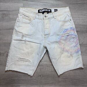 BBC Billionaire Boys Club Freedom Denim Jean Shorts Men's Sz 34 Distressed